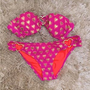 Victoria's Secret Hearts Bikini top and bottom hot pink small